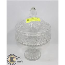LARGE VINTAGE PINWHEEL CRYSTAL PEDESTAL LIDDED