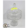 LARGE VINTAGE PINWHEEL CRYSTAL PEDESTAL LIDDED