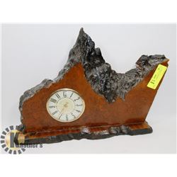VINTAGE BURL MANTEL CLOCK 17" LONG