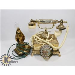 VINTAGE ROTARY PHONE AND VINTAGE BRASS