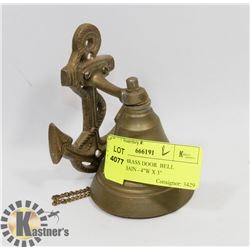 VINTAGE BRASS DOOR  BELL W/PULL CHAIN - 4"W X 3"
