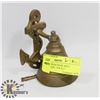Image 1 : VINTAGE BRASS DOOR  BELL W/PULL CHAIN - 4"W X 3"