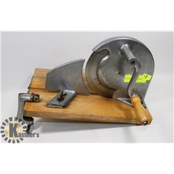 VINTAGE HAND MEAT SLICER.