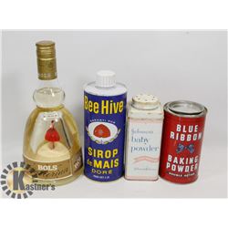 BOX OF ANTIQUE COLLECTORS TINS AND MORE