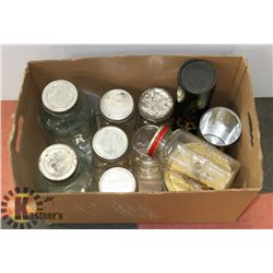 BOX OF VINTAGE JARS AND TINS