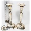 Image 1 : PAIR OF SILVER ENGRAVED DEDICATION CANDLESTICKS