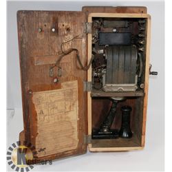 ANTIQUE NORTHERN ELECTRIC #317 OAK WALL PHONE