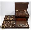 Image 1 : JEWELLERY BOX, 4 DRAWER WITH COSTUME JEWELLERY