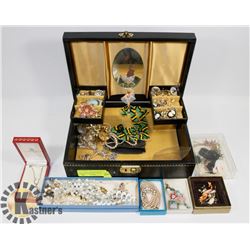 BLACK JEWELLERY BOX DANCING GIRL WITH COSTUME