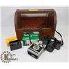 Image 1 : VINTAGE TOOL BOX WITH KODAK BROWNIE FIESTA CAMERA,
