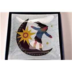 3)  LYNN BLAIKIE SQUARE GLASS PLATE