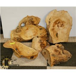 5 LIVE EDGE WOOD BOWLS & PLATTERS.