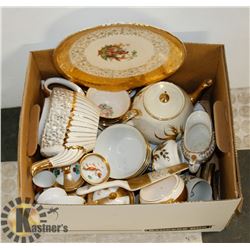 LOT OF CHINA INCL CUP, SAUCERS, TEA POT AND MORE.
