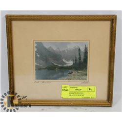 VINTAGE HAND TINTED PHOTOGRAPH OF ROCKY MOUNTAINS