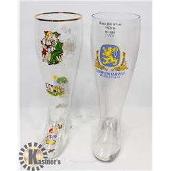 2 VINTAGE GERMAN 2L BOOT SHAPED BEER STEINS