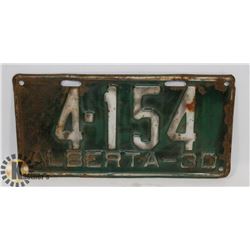 ALBERTA 1930 4 DIGIT "4-154" LICENSE PLATE