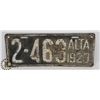 Image 1 : ALBERTA 1923 4 DIGIT "2-463" LICENSE PLATE