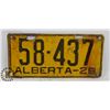 Image 1 : ALBERTA 1926 LICENSE PLATE