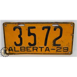 ALBERTA 1929 4 DIGITS "3572" LICENSE PLATE
