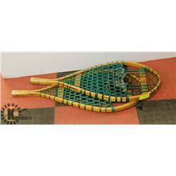 A PAIR OF WOODEN SNOWSHOES