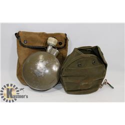 VINTAGE US ARMY CANTEEN W/ INNER & OUTER CANVAS
