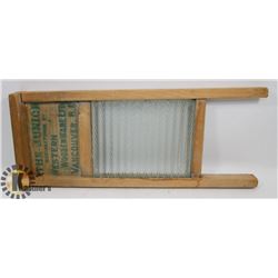 THE JUNIOR WESTERN WOODENWARE WASHBOARD