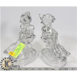 PAIR OF GLASS CHILDREN ORNAMENTS