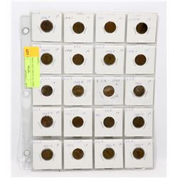 SHEET OF US ONE CENT COINS.