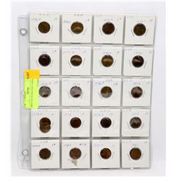 SHEET OF US ONE CENT COINS.
