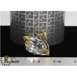SWAROVSKI CRYSTAL SWAN FIGURINE WITH GOLD TONE