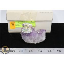 SWAROVSKI CRYSTAL CLAM FIGURINE ON AMETHYST