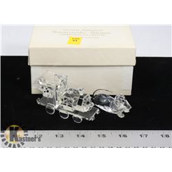 SWAROVSKI CRYSTAL TRAIN AND WEINER DOG FIGURINES.