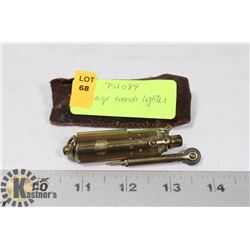 VINTAGE TRENCH LIGHTER WITH HANDMADE FABRIC CASE.