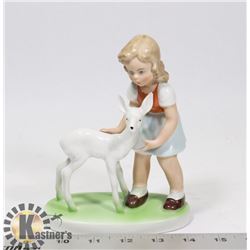 GEROLD PORZELLAN GIRL WITH FAWN FIGURE, MADE IN