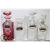 Image 1 : LOT OF 4 CRYSTAL LIQUOR DECANTERS WITH STOPPERS