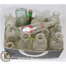LARGE LOT OF VINTAGE MILK AND POP BOTTLES