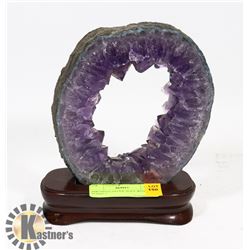 AMETHYST GEODE SLICE WITH STAND 7"