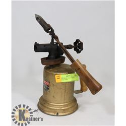ANTIQUE BLOW TORCH WITH ORIGINAL LABEL