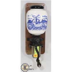CERAMIC DELFT WALL COFFEE GRINDER 1930'S 2215