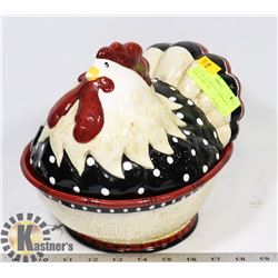 FITZ AND FLOYD RISE AND SHINE HEN COOKIE JAR