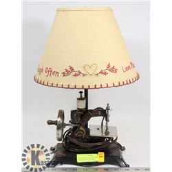 OLD SEWING MACHINE LAMP LAUGH OFTEN LIVE WELL