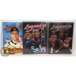 SET OF 3 1991 COLLECTIBLE LEGENDS SPORTS