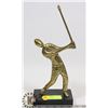 Image 1 : 12" SOLID BRASS GOLFER STATUE 1960'S MARBLE BASE