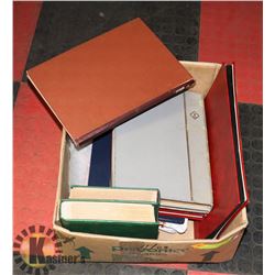 BOX OF 8 OLD STAMP ALBUMS WITH CONTENTS. ESTATE.