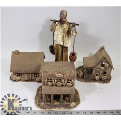 BOX OF PORCELAIN CANDLE HOLDERS WITH VILLAGER