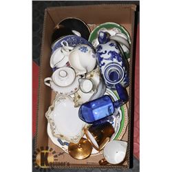 LOT OF CHINA CUPS SAUCERS CREAM, SUGAR PLATES ETC