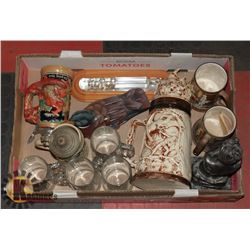 LOT OF BEER STEINS AND MORE