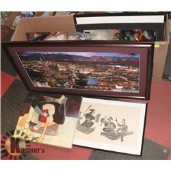 LARGE BOX WITH 7 ESTATE PIECES OF ART -
