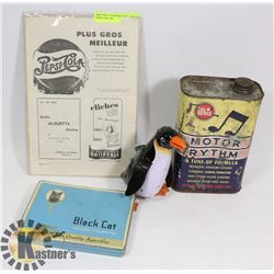 FLAT OF VARIOUS COLLECTIBLES INCLUDING WIND UP TOY