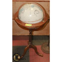 VINTAGE WOOD FLOOR STANDING GLOBE